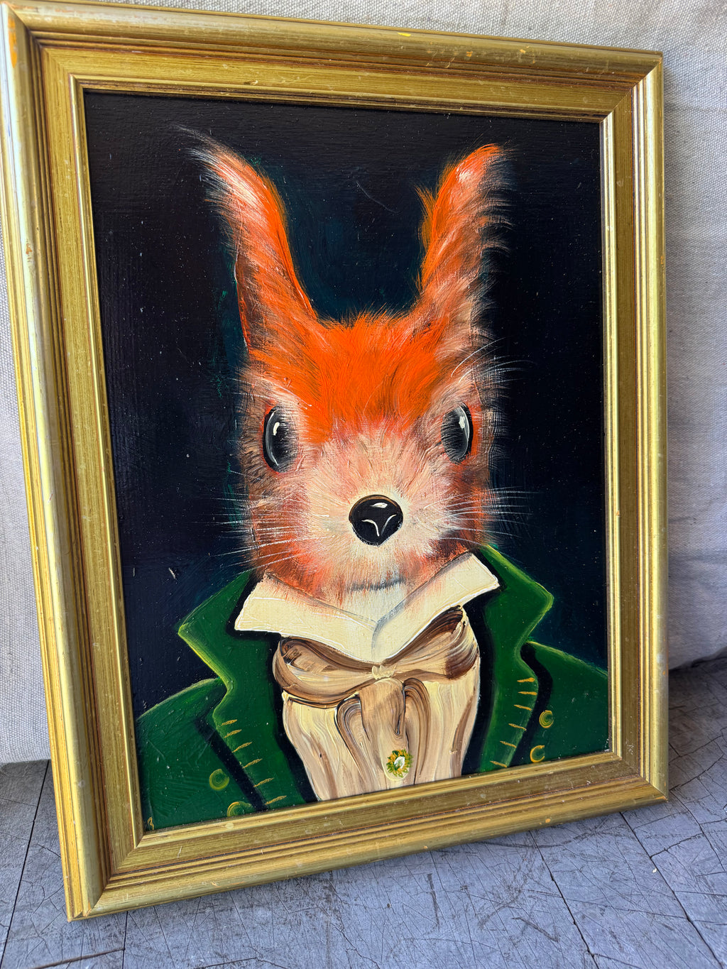 English Whimsical Red Squirrel Portrait Framed