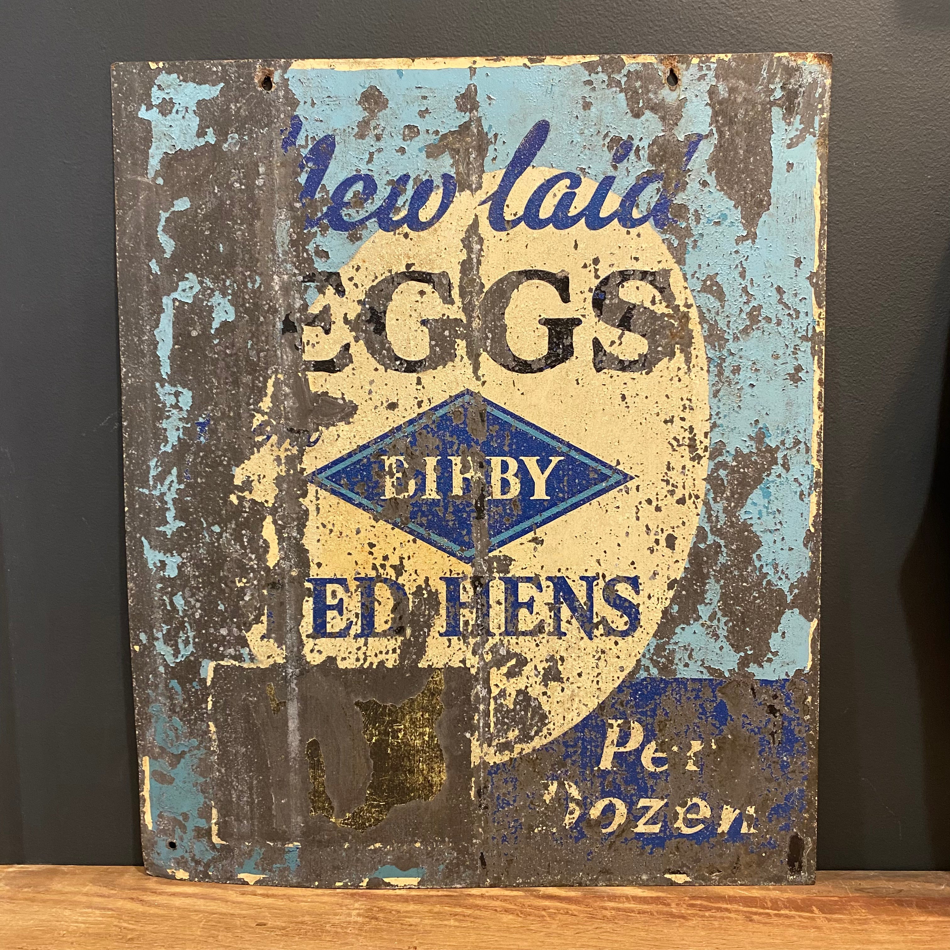 Vintage English Farm Eggs Advertising Sign