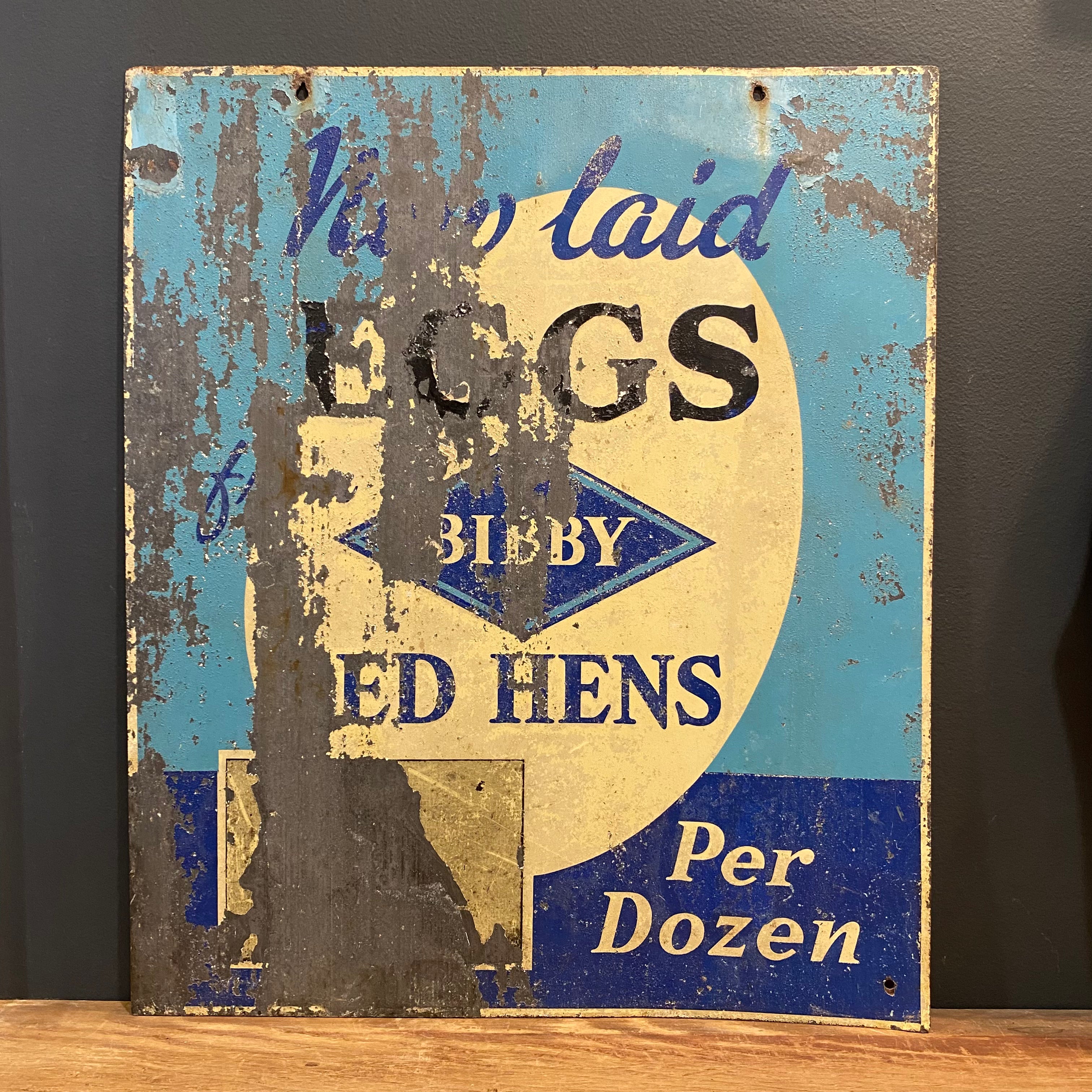 Vintage English Farm Eggs Advertising Sign