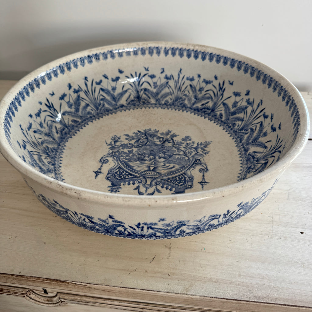 Large Antique Blue Transferware Ironstone Bowl – DAPPER BLEU