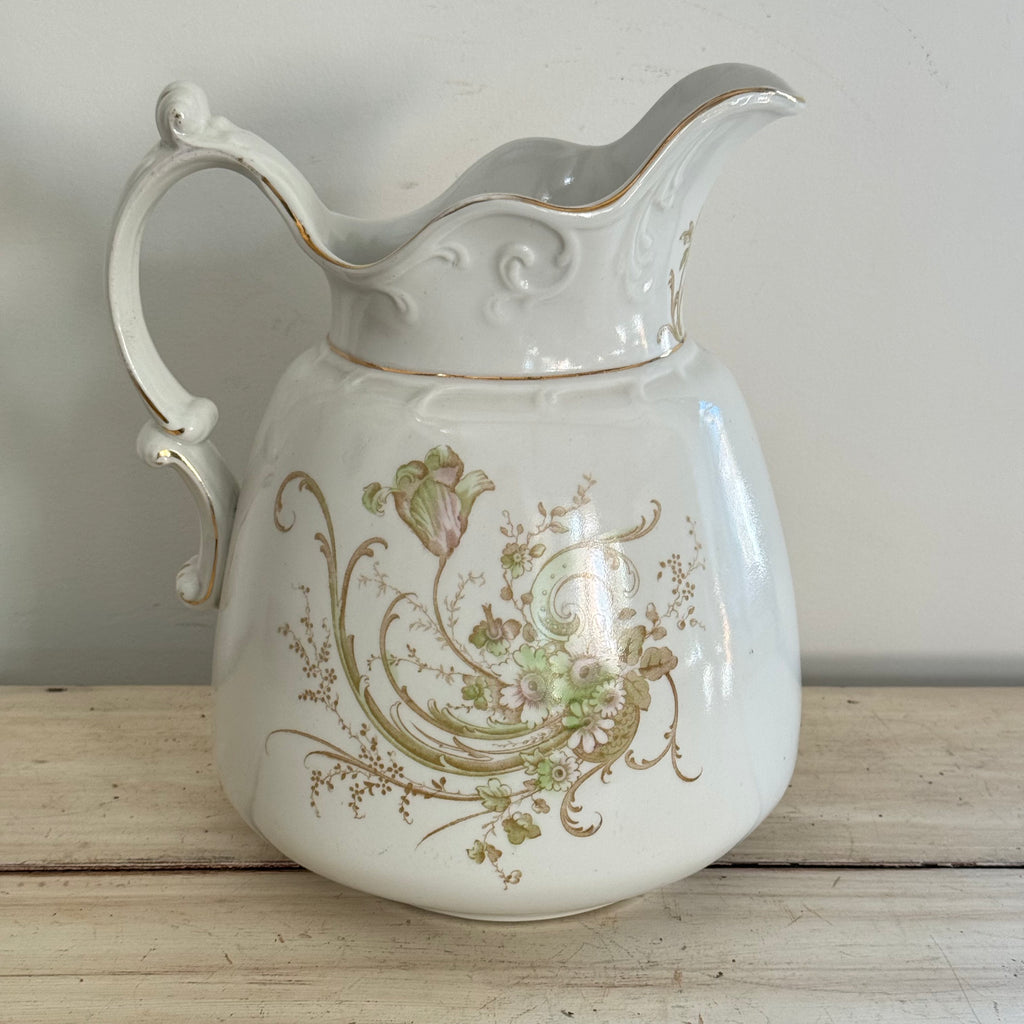 Antique Maddock's Royal Porcelain Floral Pitcher & Bowl