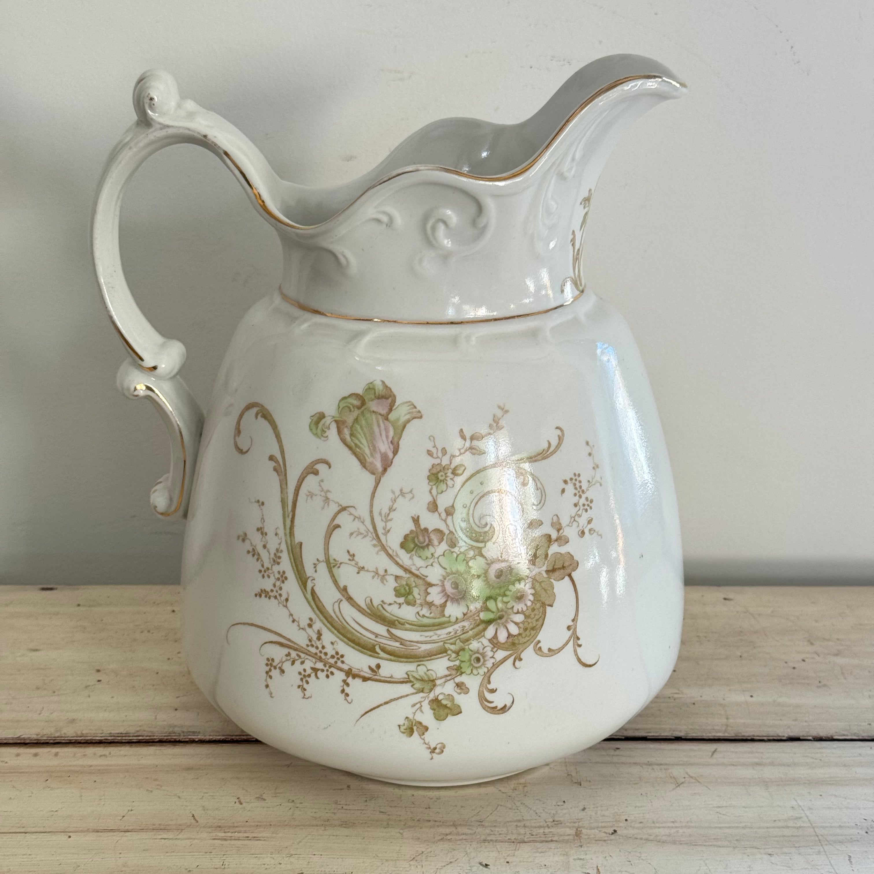 Antique Maddock's Royal Porcelain Floral Pitcher & Bowl