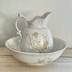 Antique Maddock's Royal Porcelain Floral Pitcher & Bowl