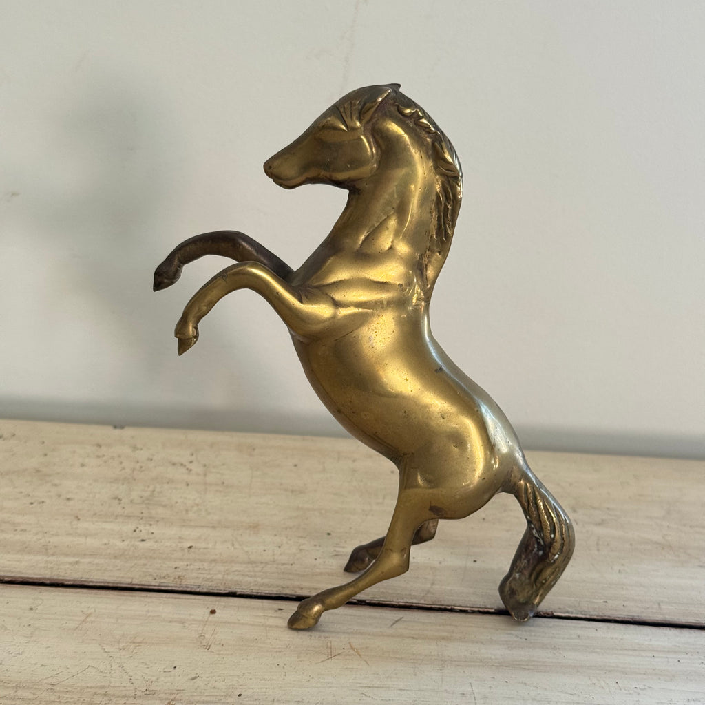 Vintage Brass Rearing Horse Figurine