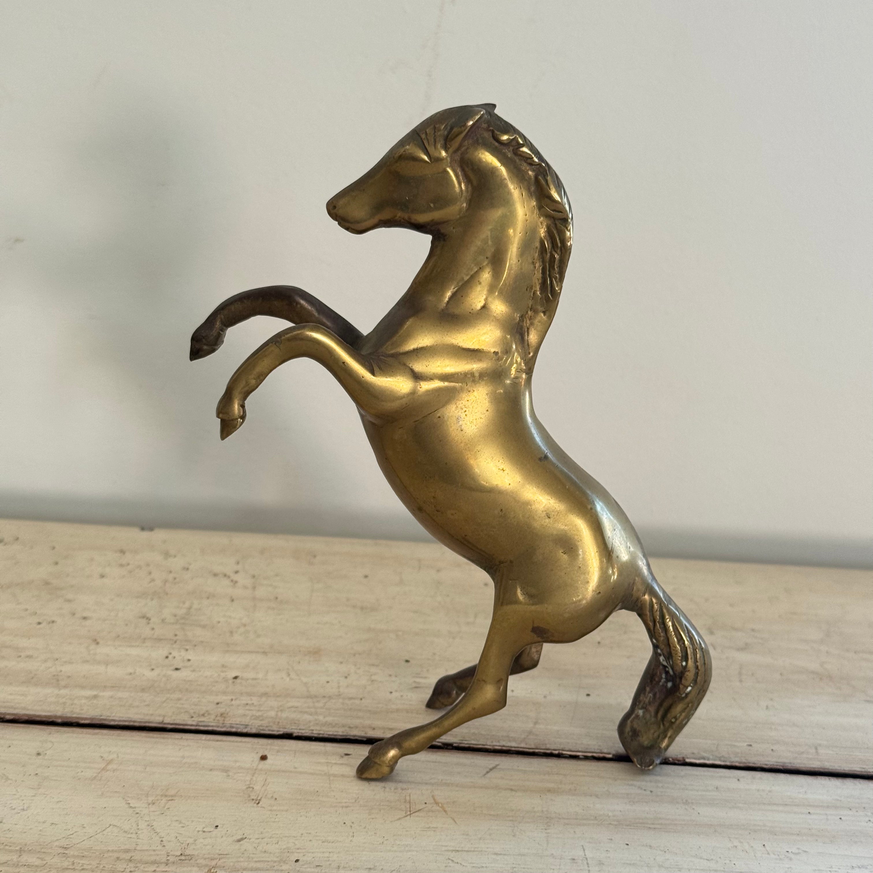 Vintage Brass Rearing Horse Figurine