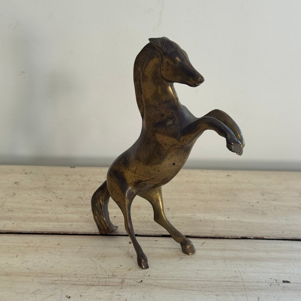 Vintage Brass Rearing Horse Figurine