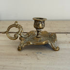 Antique English Brass Chambersticks Pair