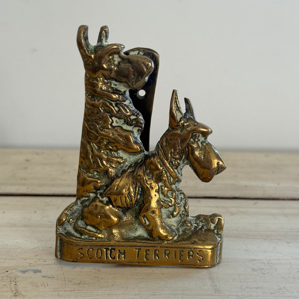 Vintage Brass Scotch Terriers Door Knocker