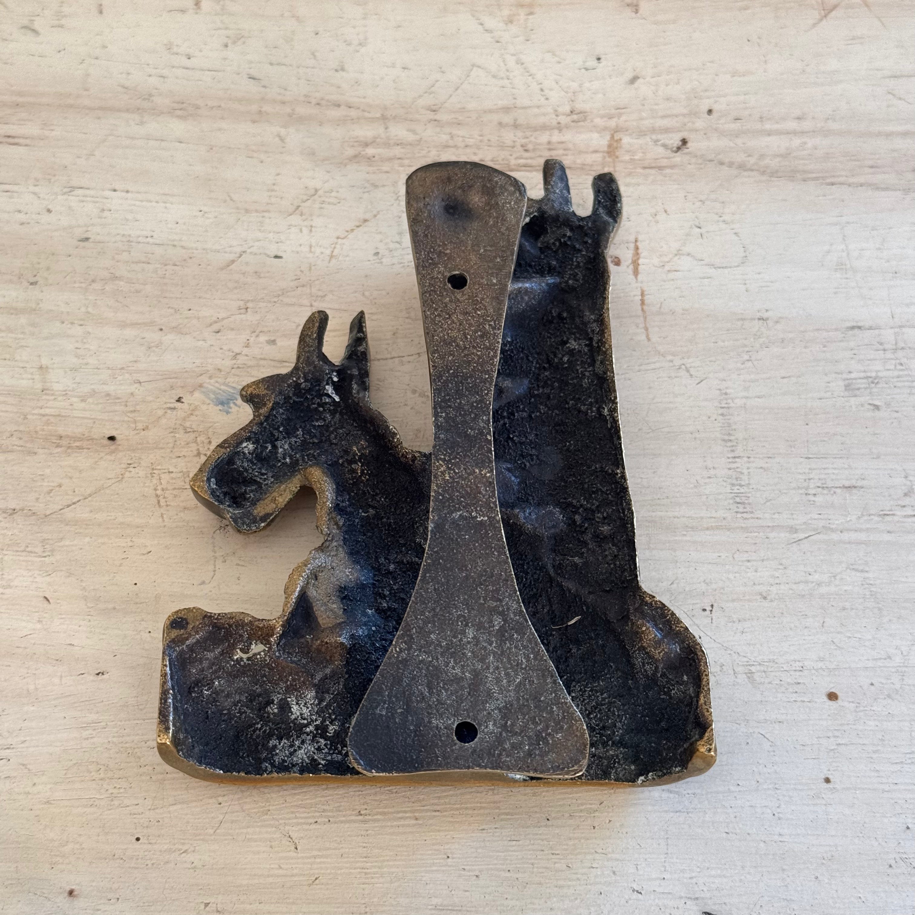 Vintage Brass Scotch Terriers Door Knocker