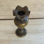 Vintage Engraved Brass Bud Vase Pair