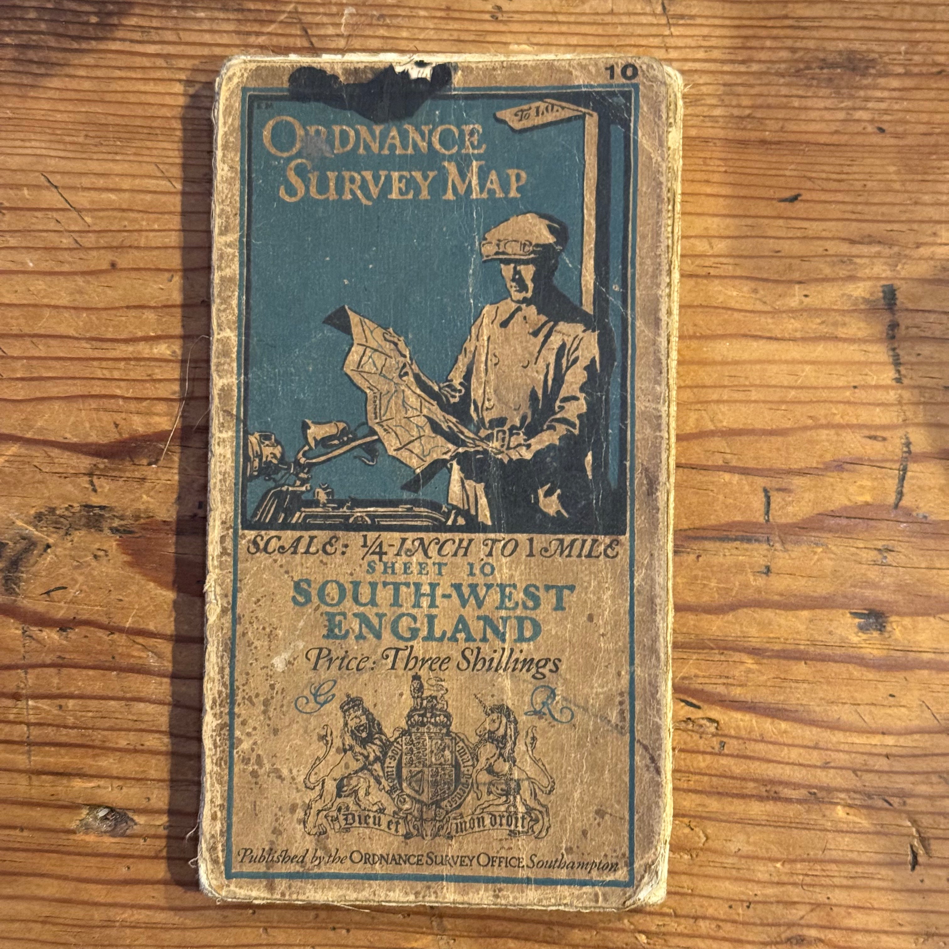 Vintage Ordnance Survey South-West England Map – Sheet 10