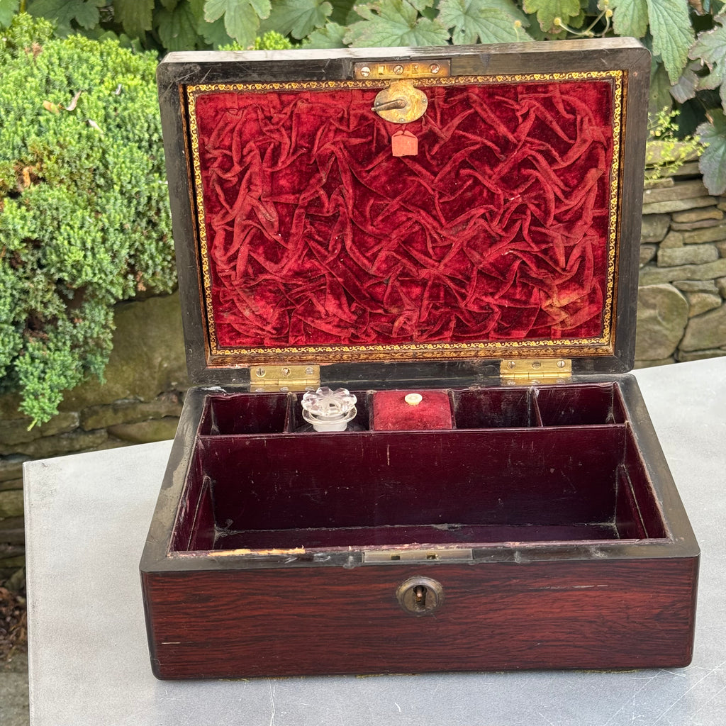 Antique English Rosewood Dressing Box