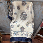 Vintage Silk Scarf with Antique Locks & Keys