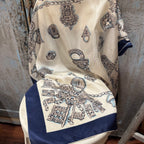 Vintage Silk Scarf with Antique Locks & Keys