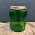 Vintage Owens Illinois Green Glass Sugar Canister