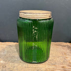 Vintage Owens Illinois Green Glass Sugar Canister