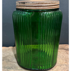 Vintage Owens Illinois Green Glass Sugar Canister