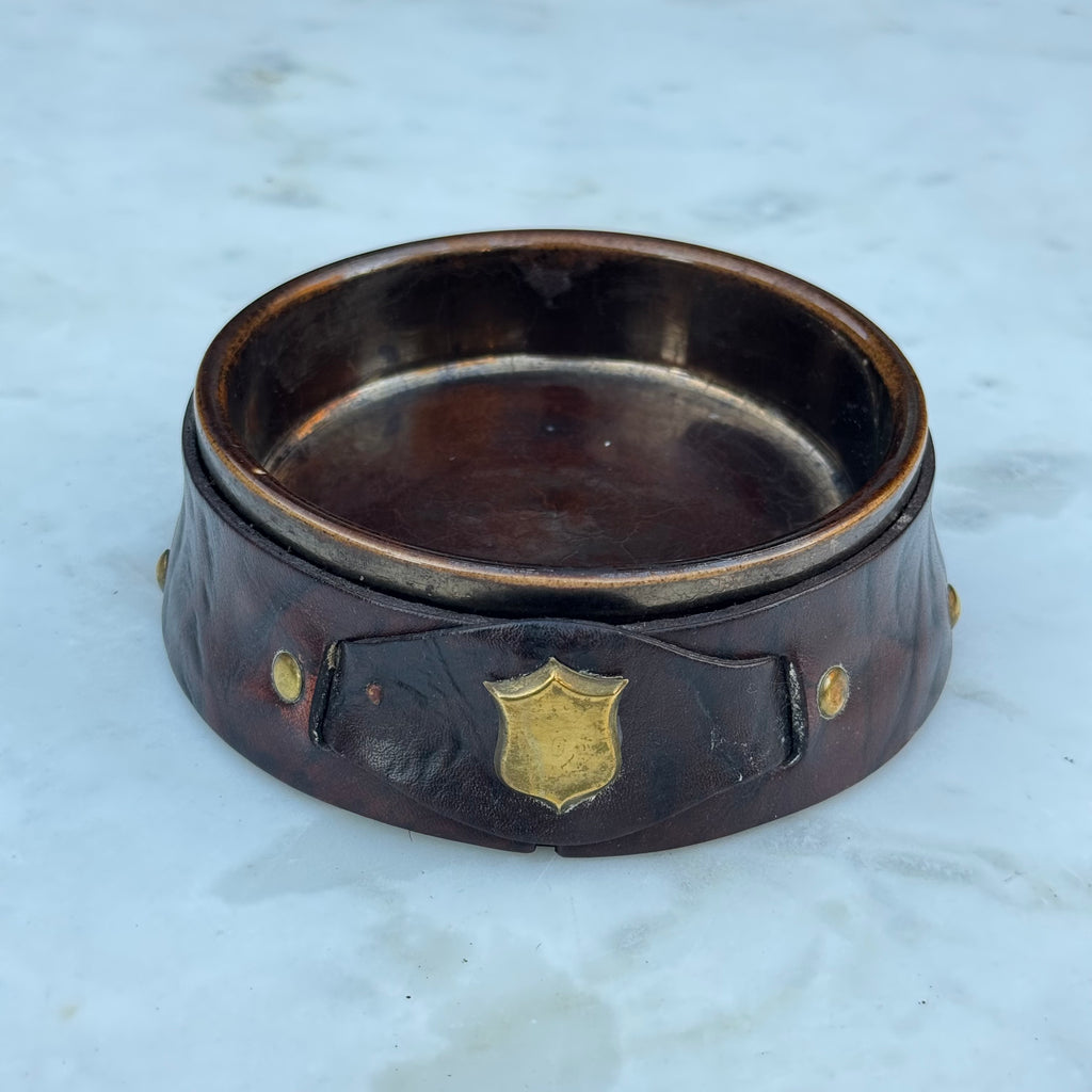 Vintage Prinknash Brass & Leather Coaster/Bowl