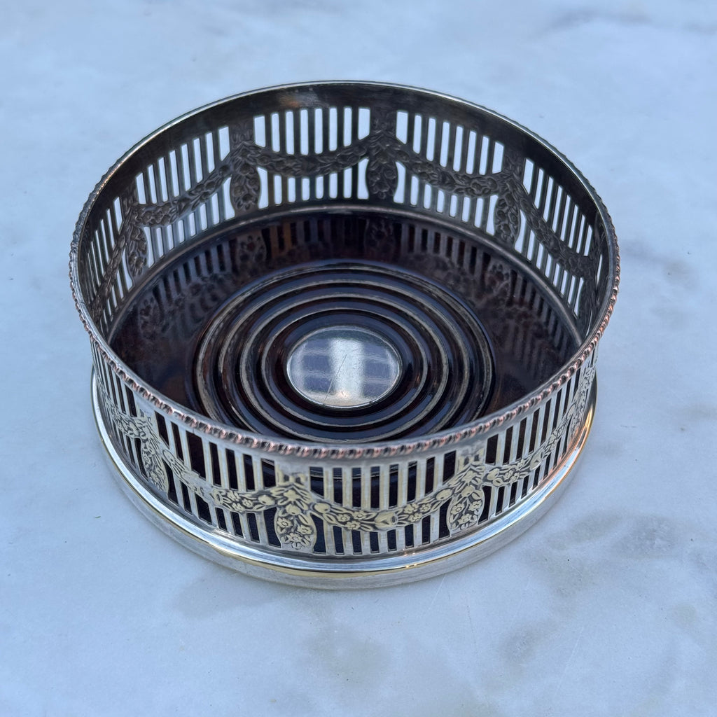 English Silver Plated Wine Coaster by Viners