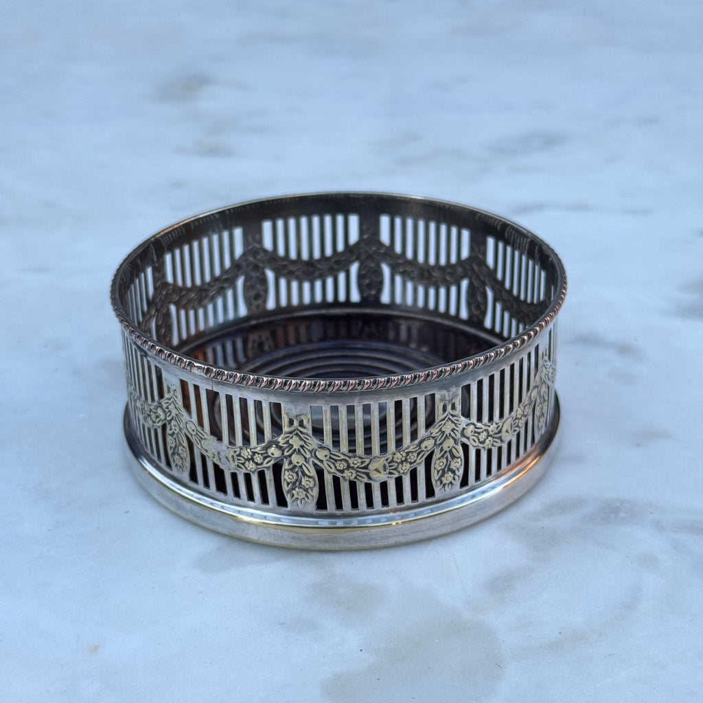 English Silver Plated Wine Coaster by Viners