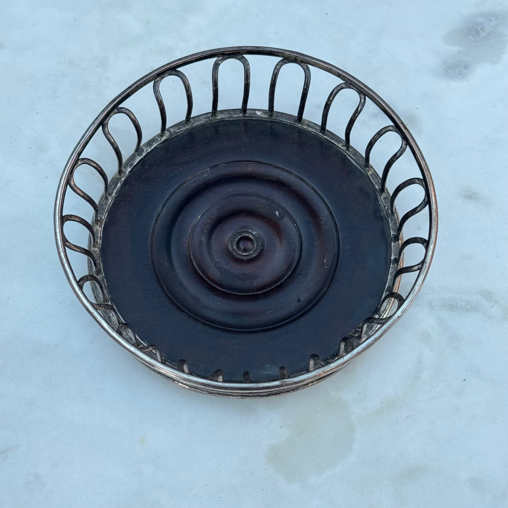 Vintage English Silver Plated Wire Work Bottle Coaster