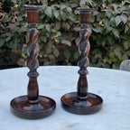 English Barley Twist Candlestick Pair