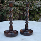 English Barley Twist Candlestick Pair
