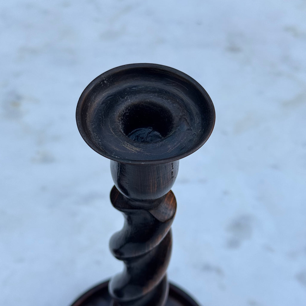 English Barley Twist Candlestick Pair