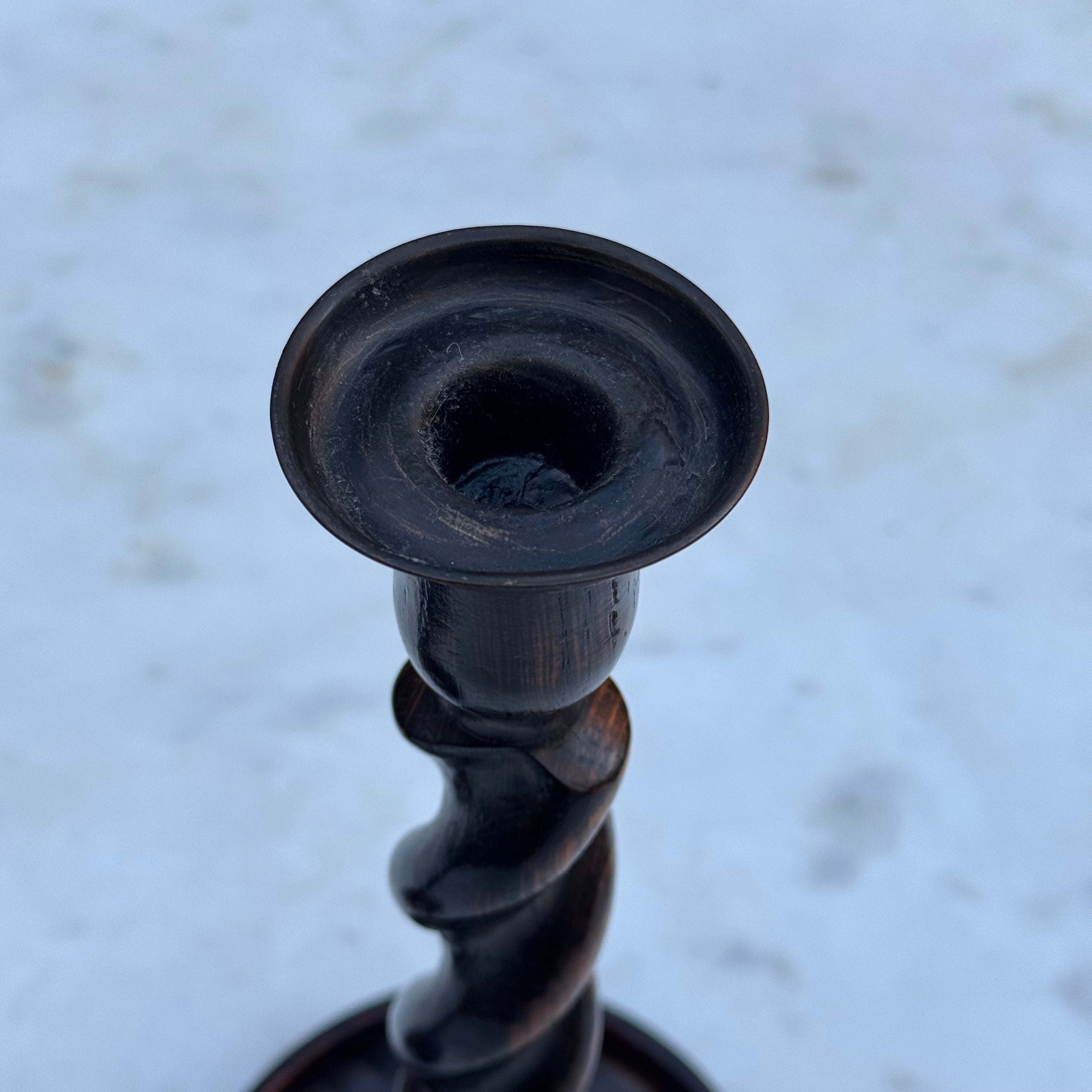 English Barley Twist Candlestick Pair