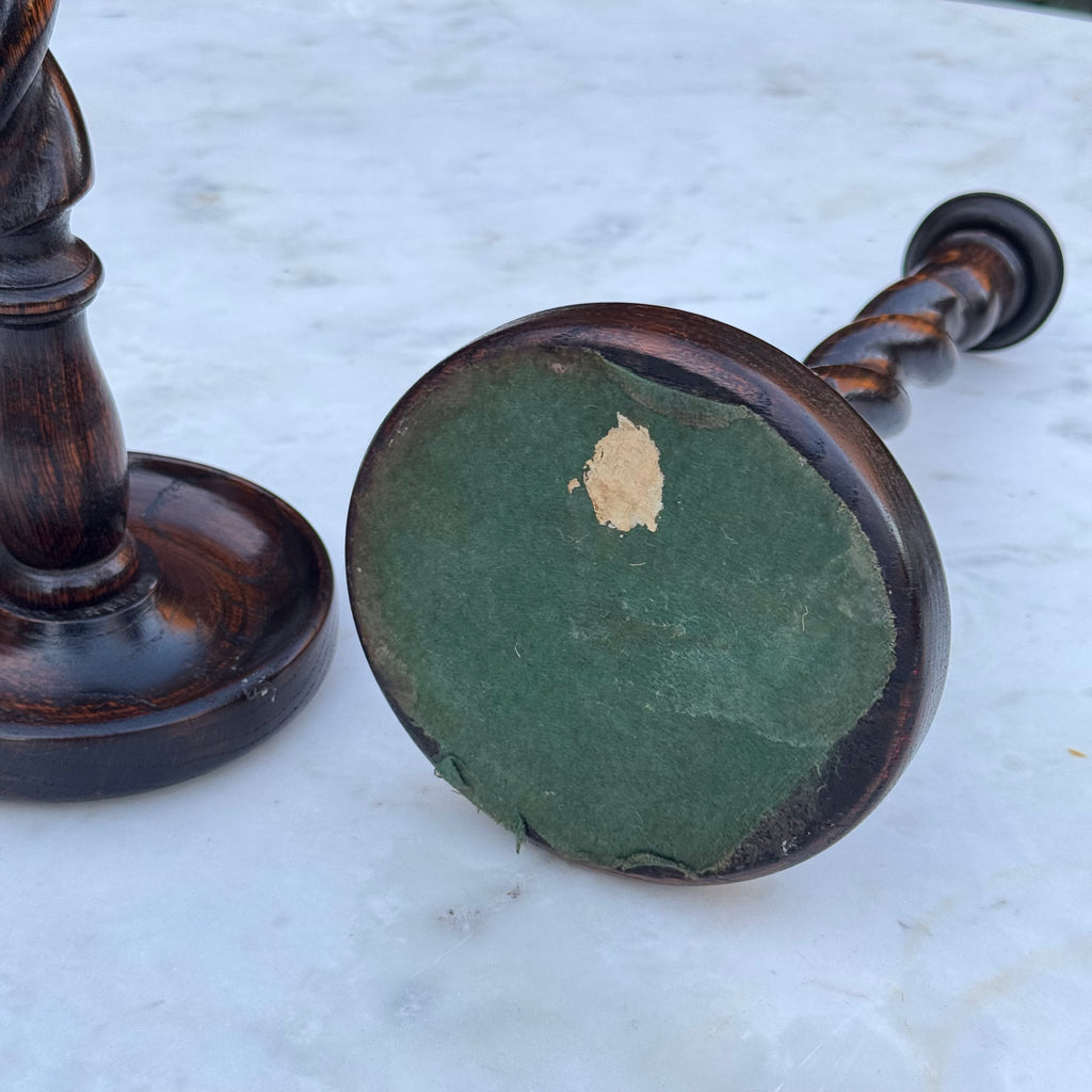 English Barley Twist Candlestick Pair
