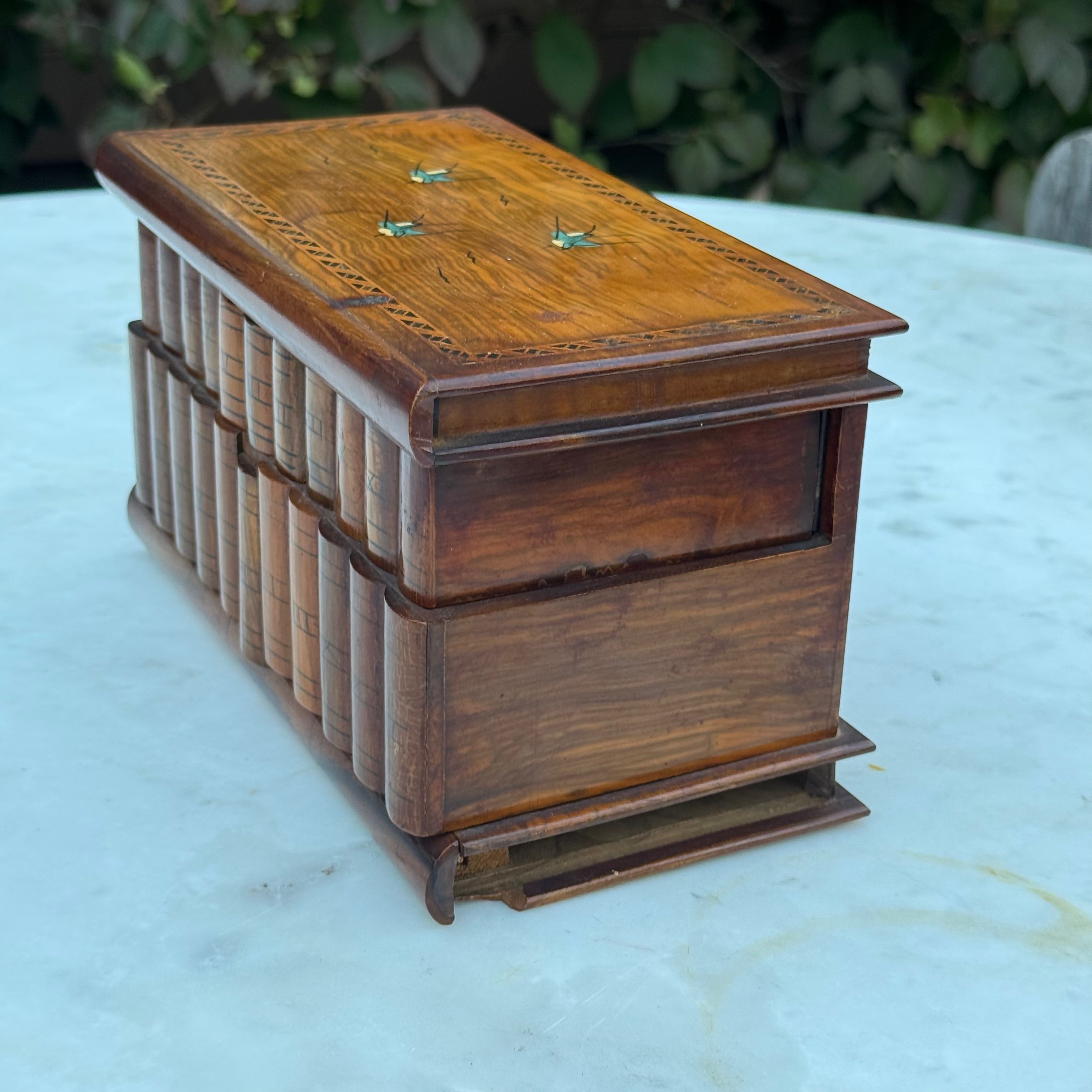 Antique Italian Sorrento Ware Olive Wood Jewelry Box