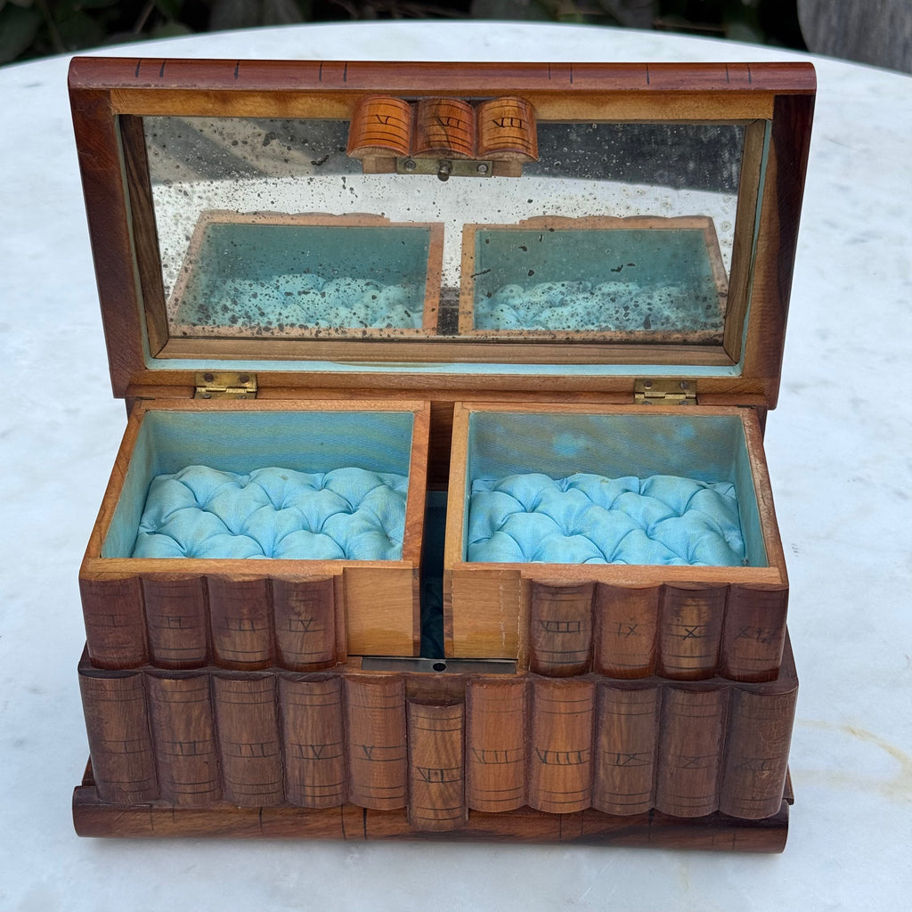Antique Italian Sorrento Ware Olive Wood Jewelry Box