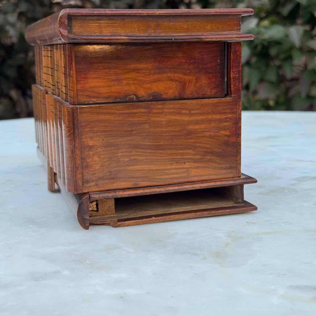 Antique Italian Sorrento Ware Olive Wood Jewelry Box