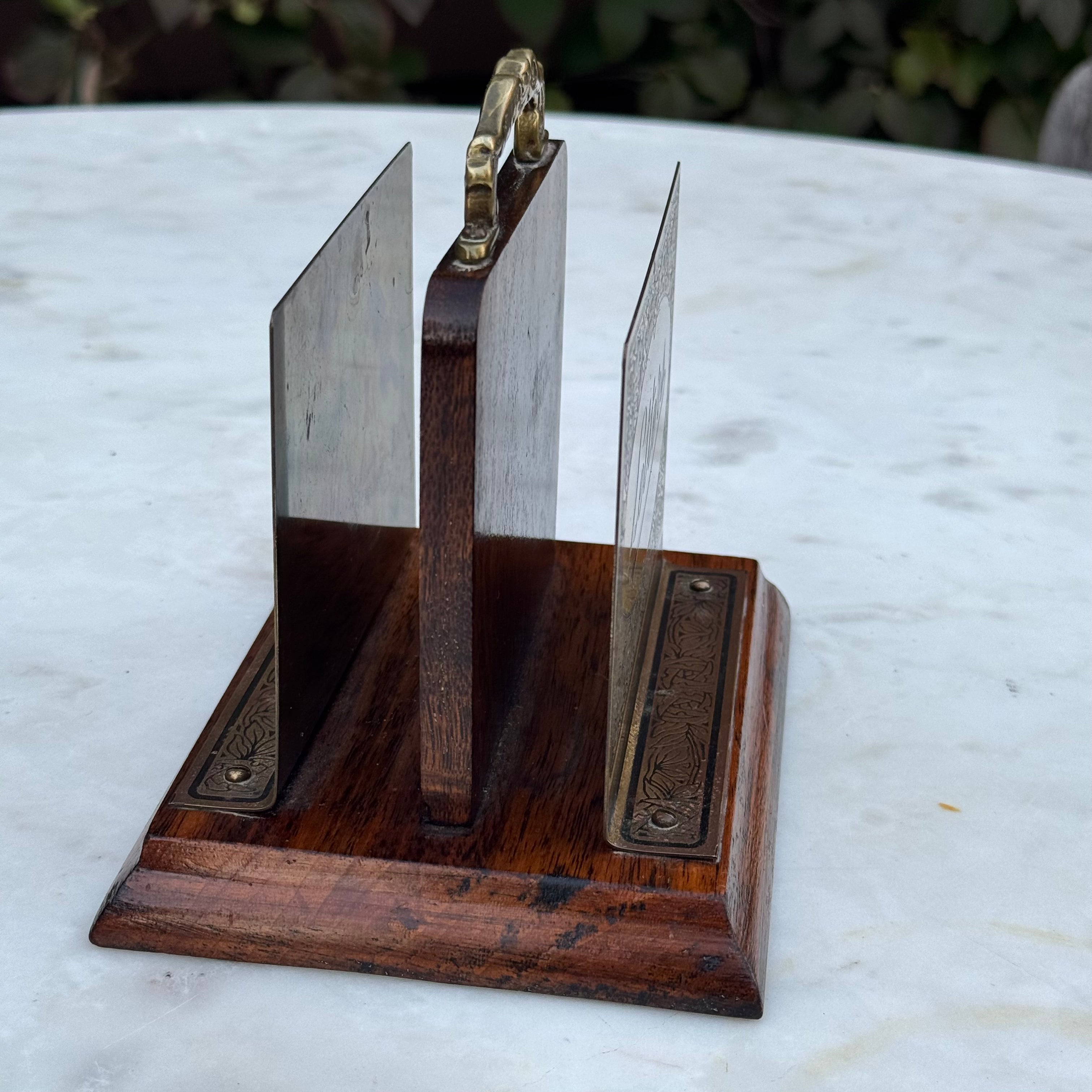 English Oak & Brass Letter Rack