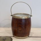 English Oak Biscuit Barrel Dated April 27th, 1939