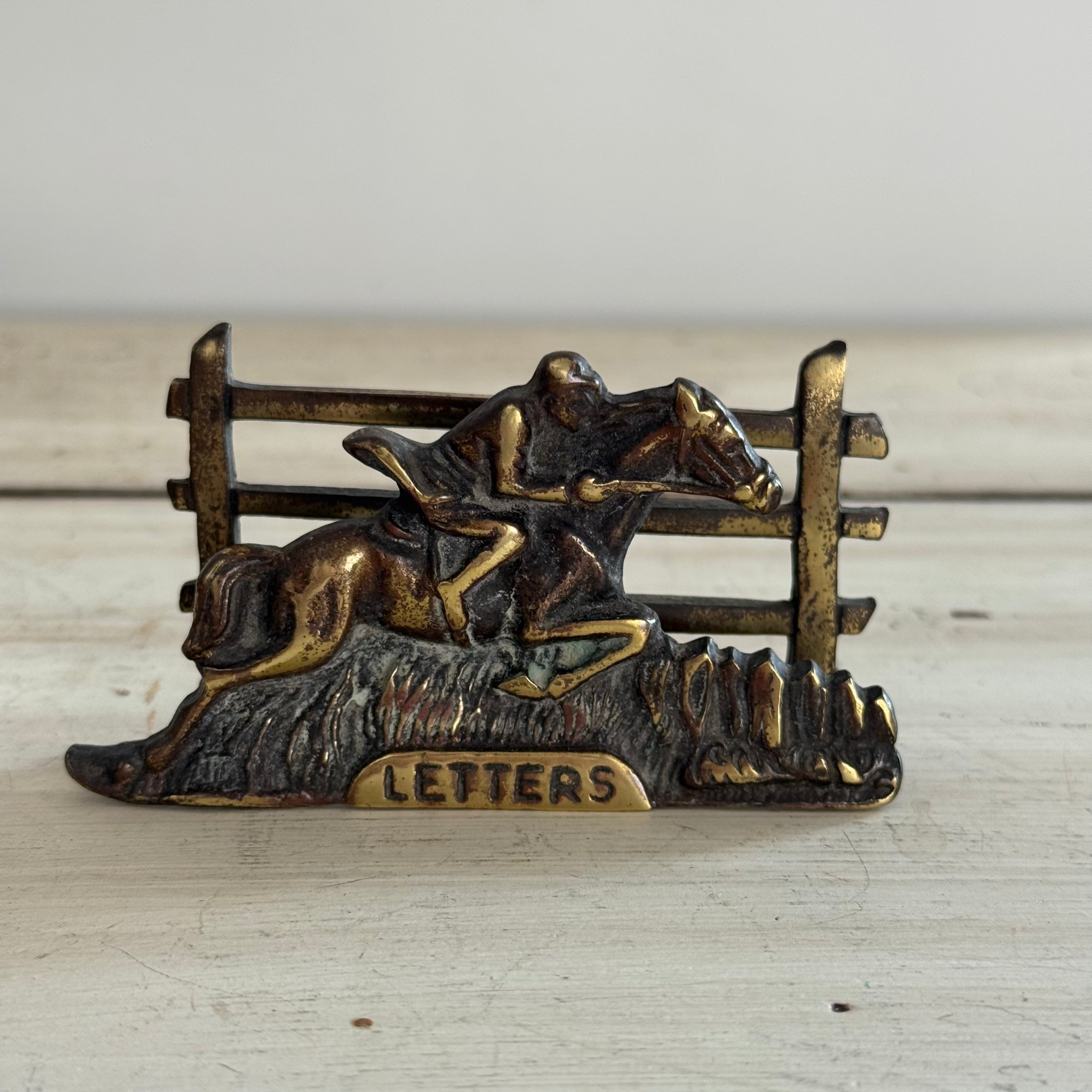 Vintage English Equestrian Letter Holder