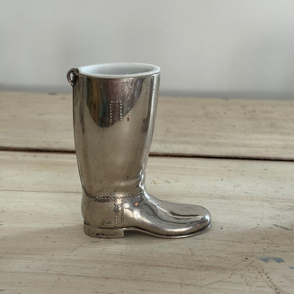 English Silver-Plated Riding Boot Spirit Measure