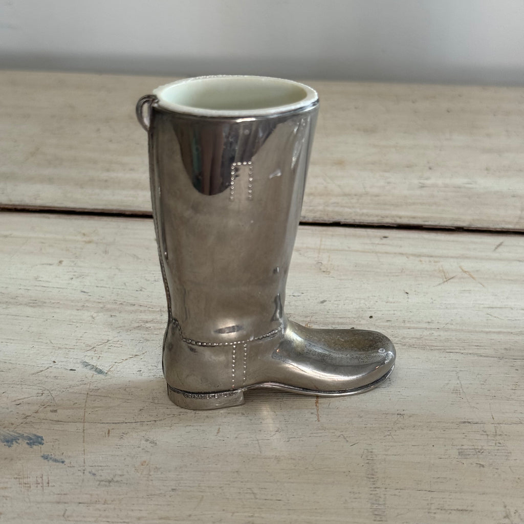 English Silver-Plated Riding Boot Spirit Measure