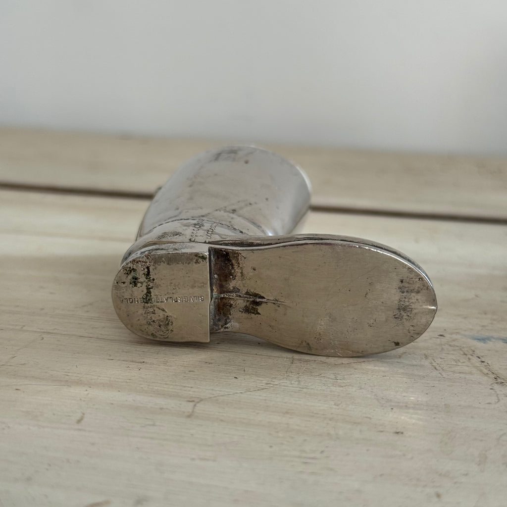 English Silver-Plated Riding Boot Spirit Measure