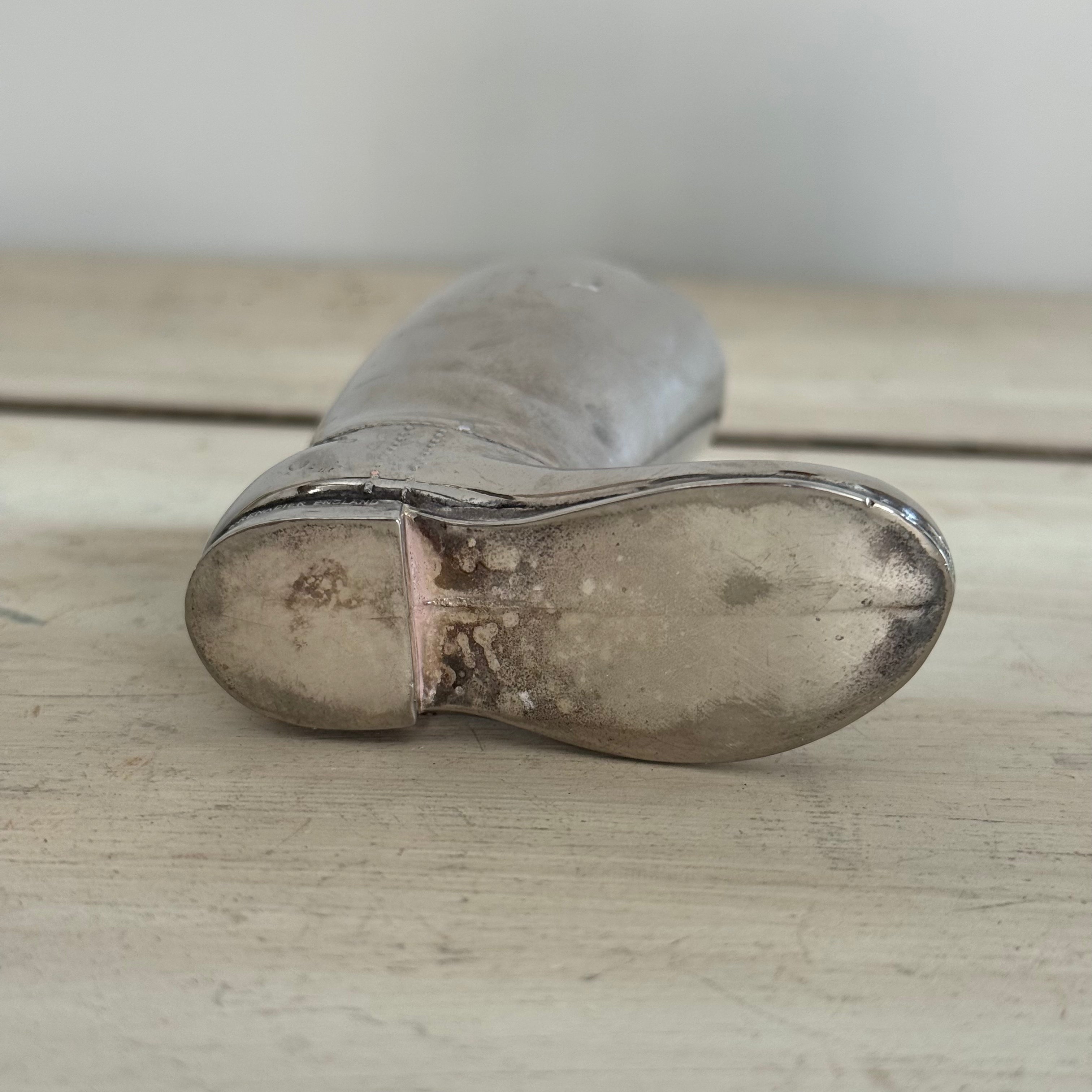 English Silver-Plated Riding Boot Spirit Measure