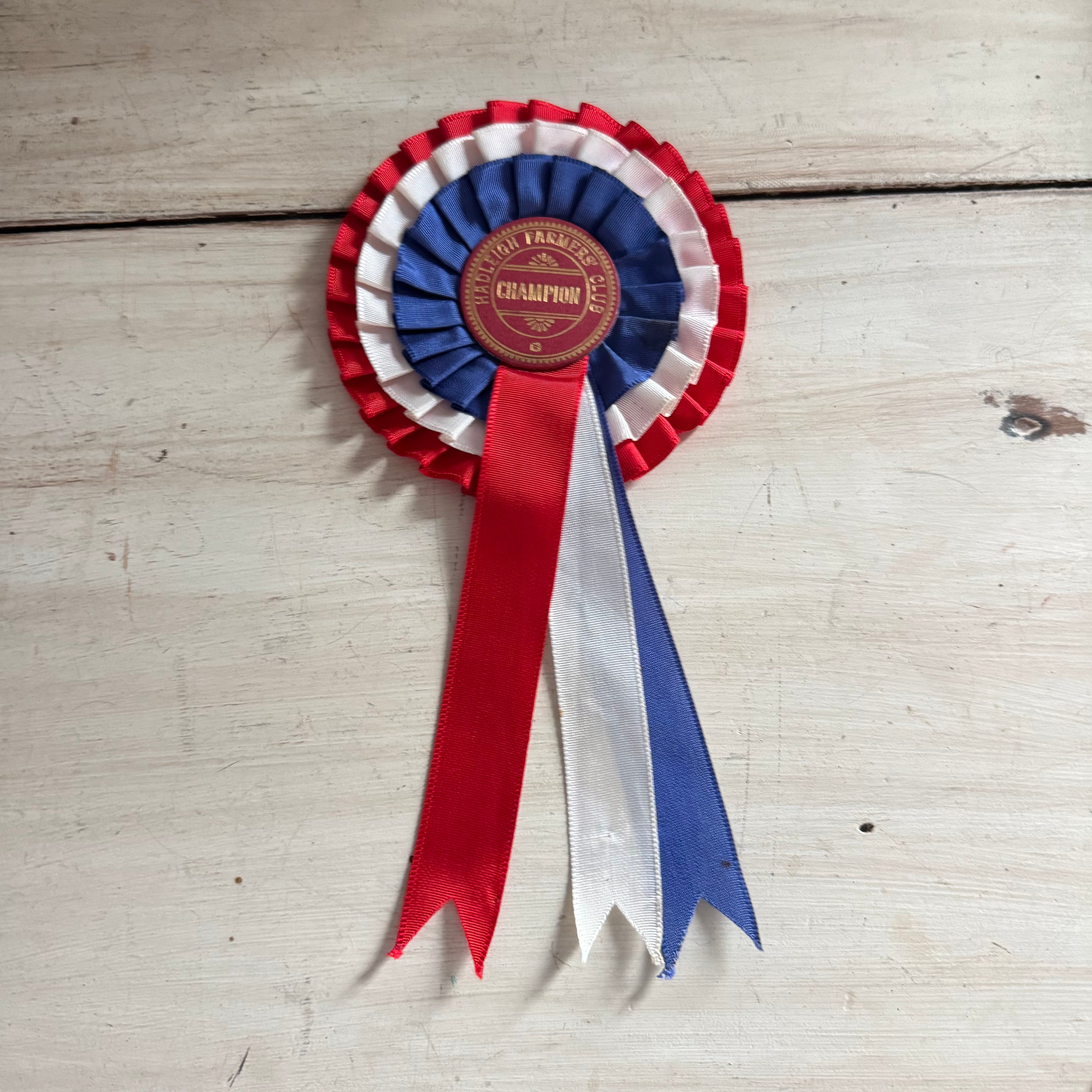 Vintage English Hadleigh Farmers Club Champion Rosette