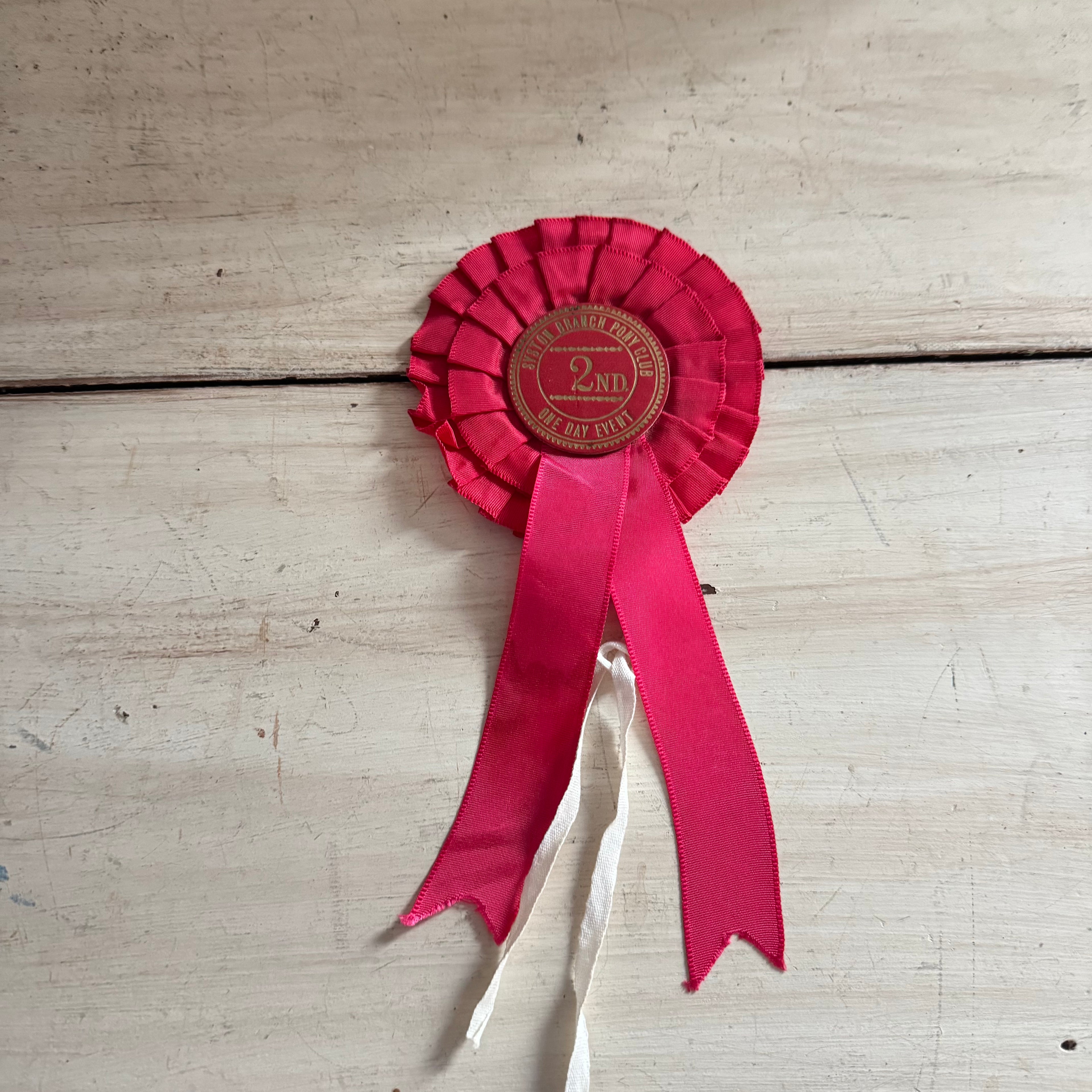 Vintage English Suffolk & Branch Pony Club Second Place Rosette 1969