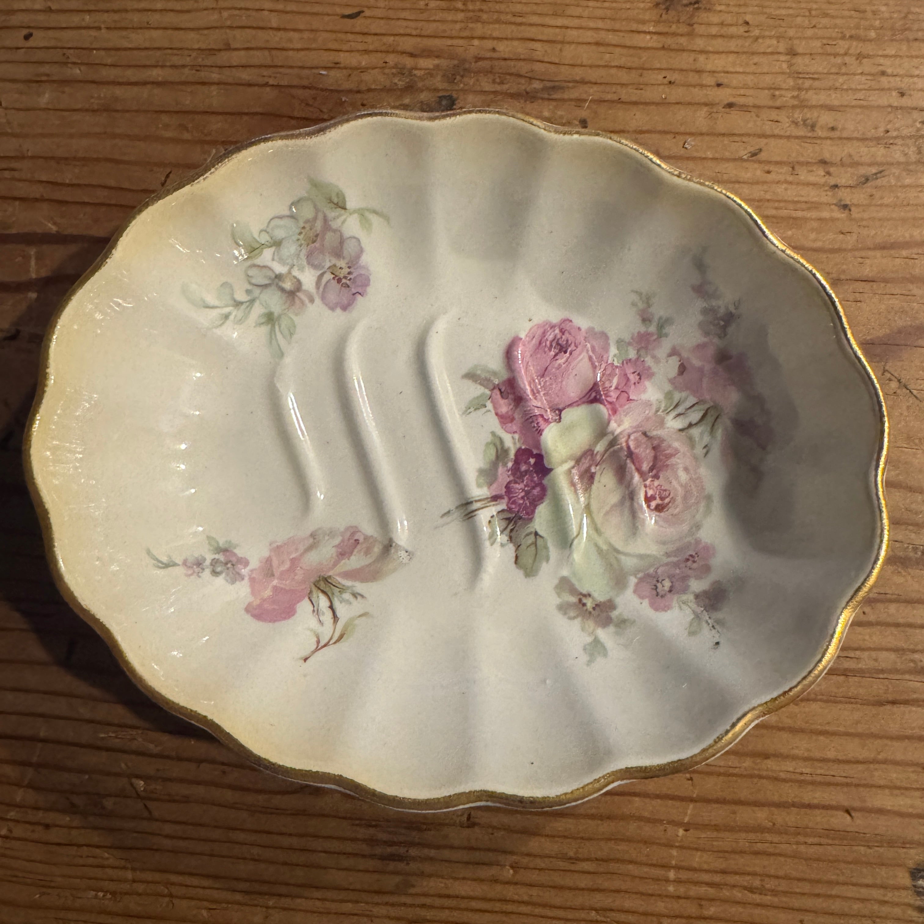 Vintage English Old Foley Floral Soap Dish