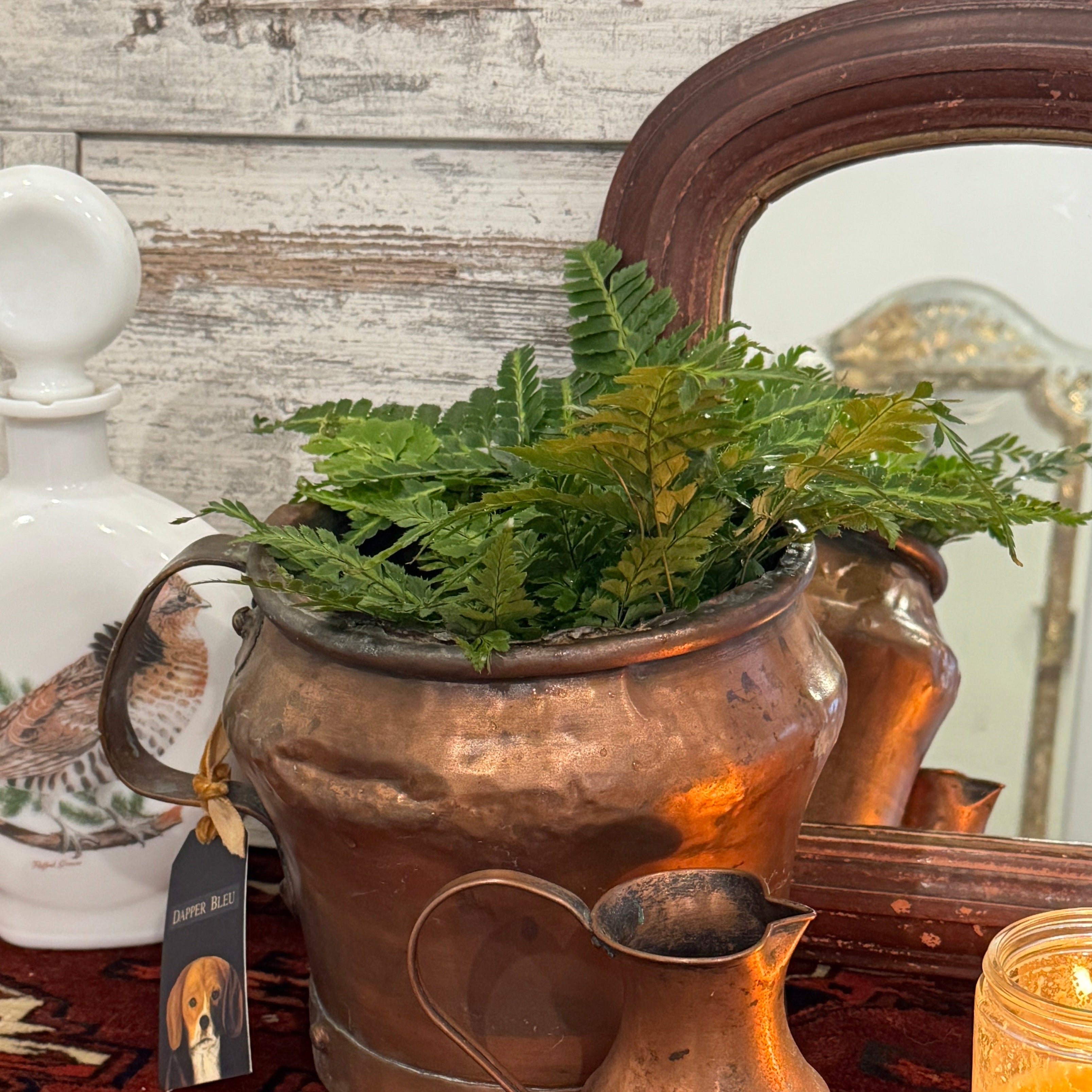 Antique Cushion Mirror With Original Wood Frame