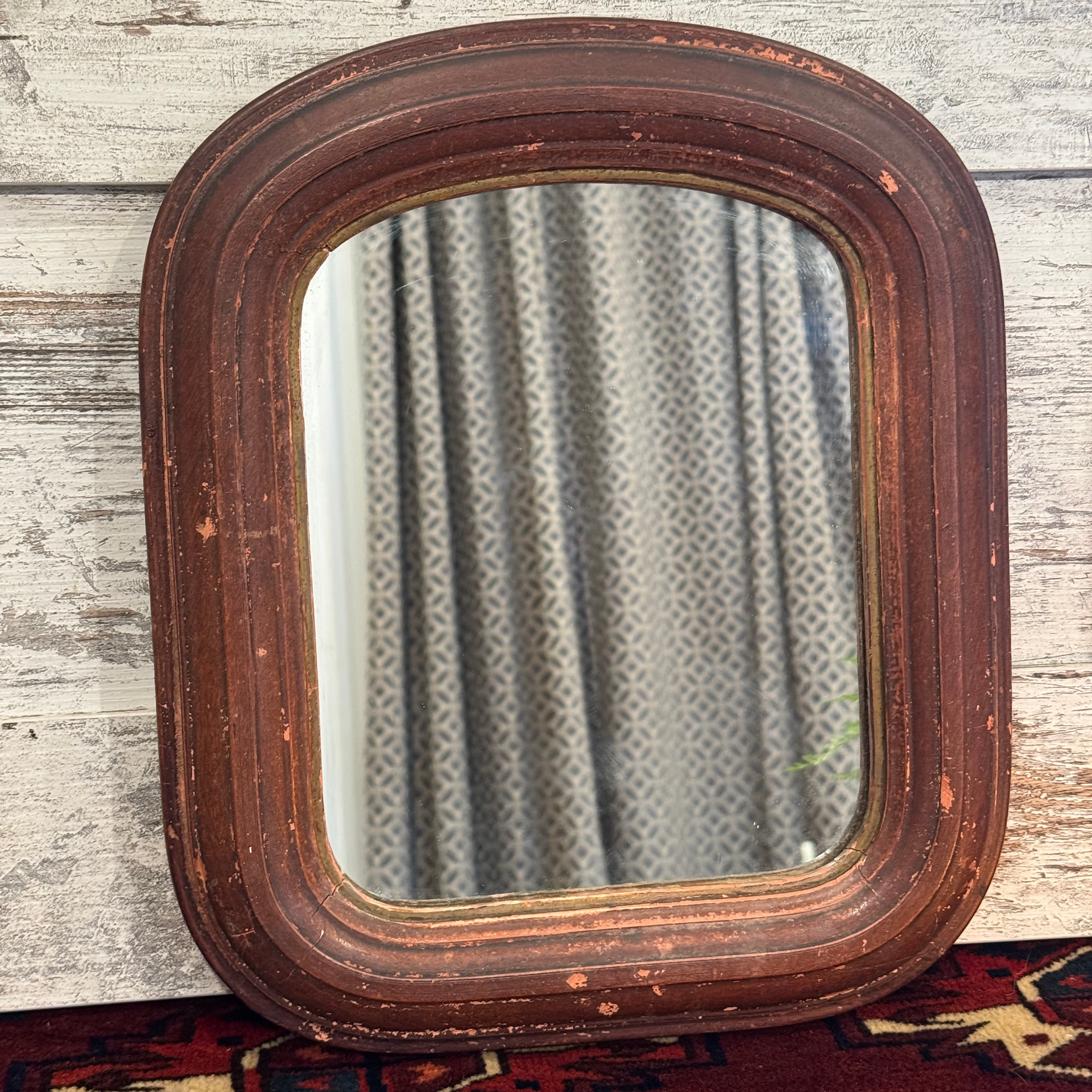 Antique Cushion Mirror With Original Wood Frame