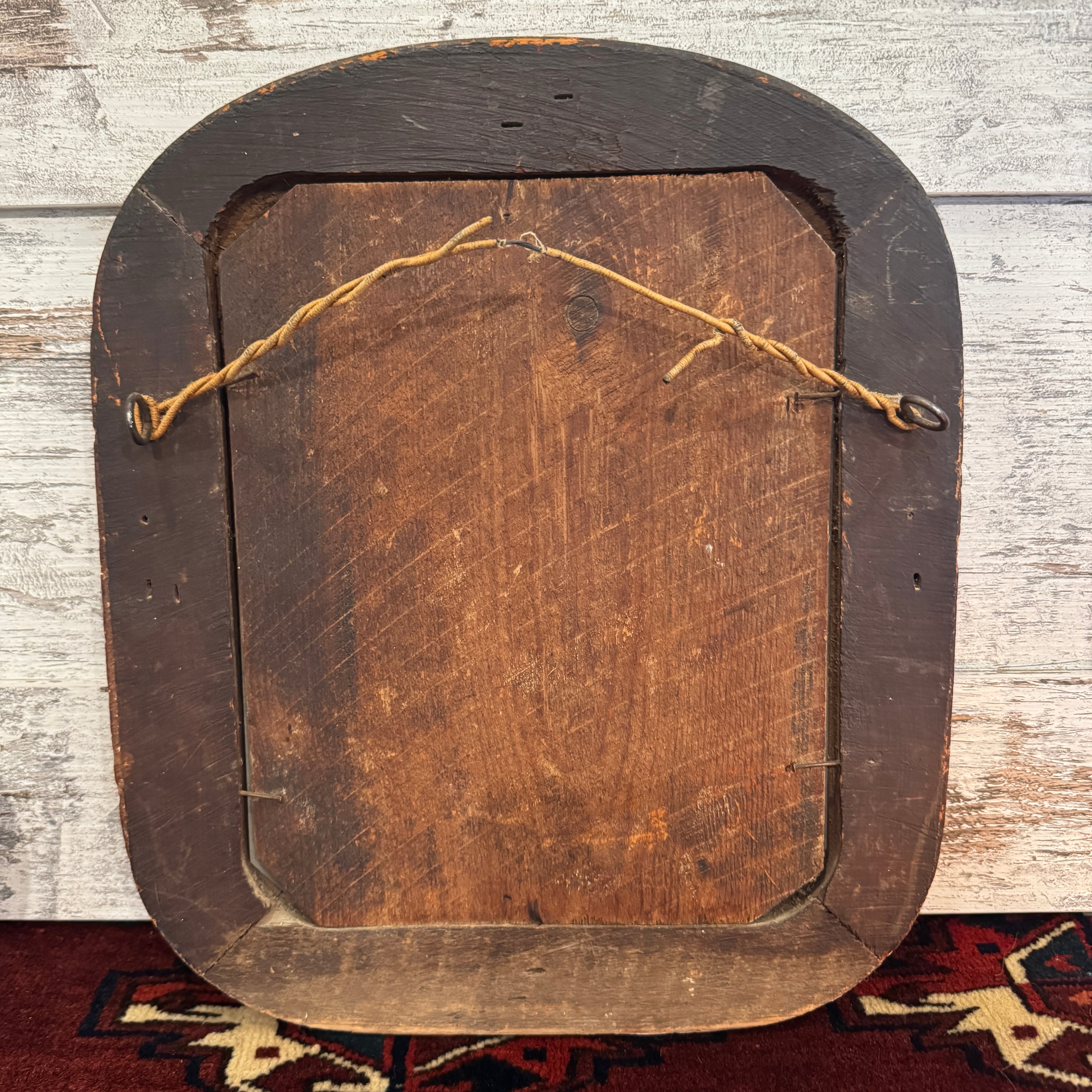 Antique Cushion Mirror With Original Wood Frame