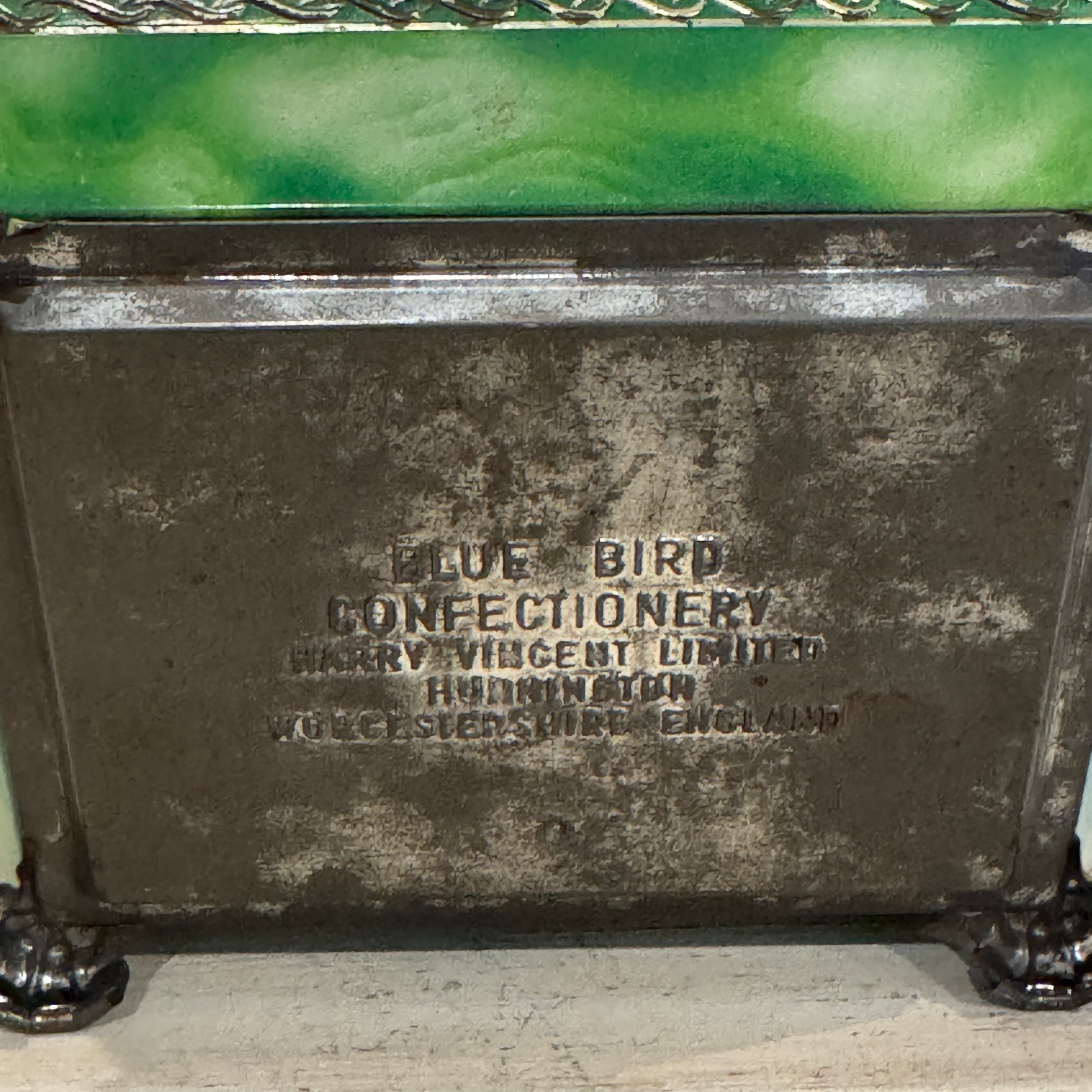 Antique English Blue Bird Confectionery Box