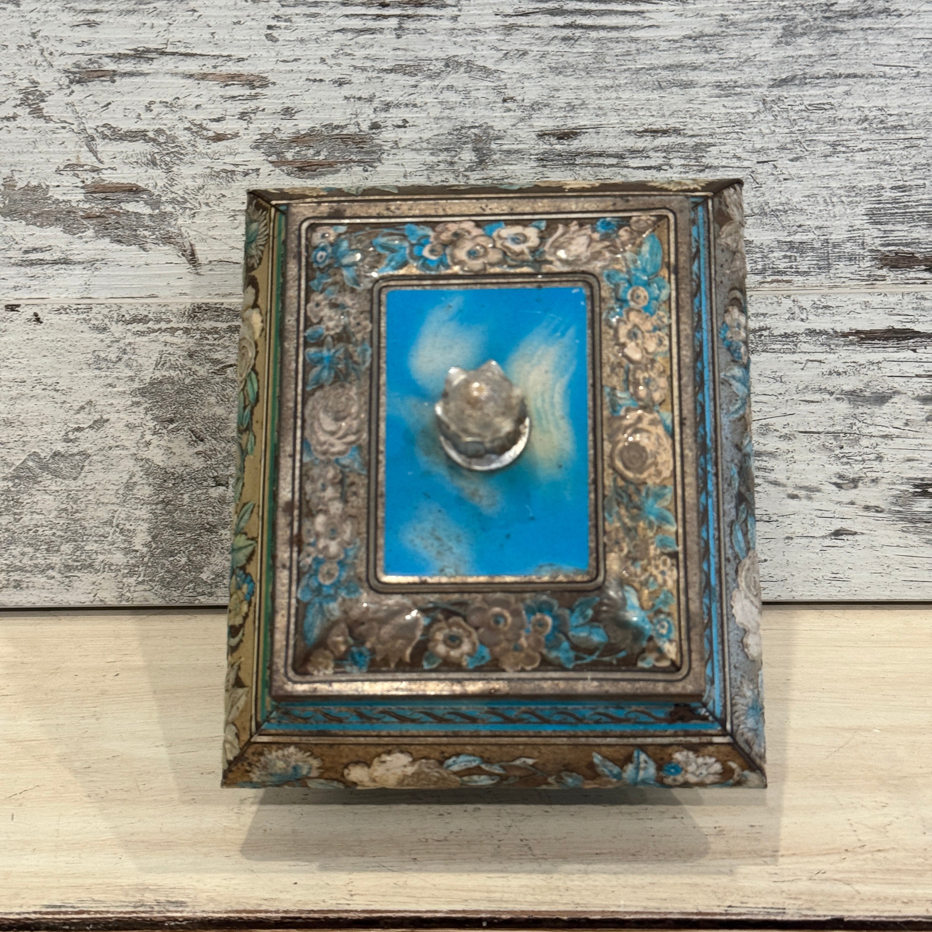Antique English Blue Bird Confectionery Box