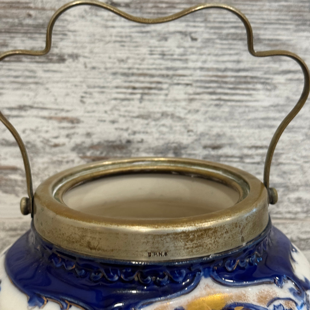 Antique English Devon Ware Biscuit Barrel