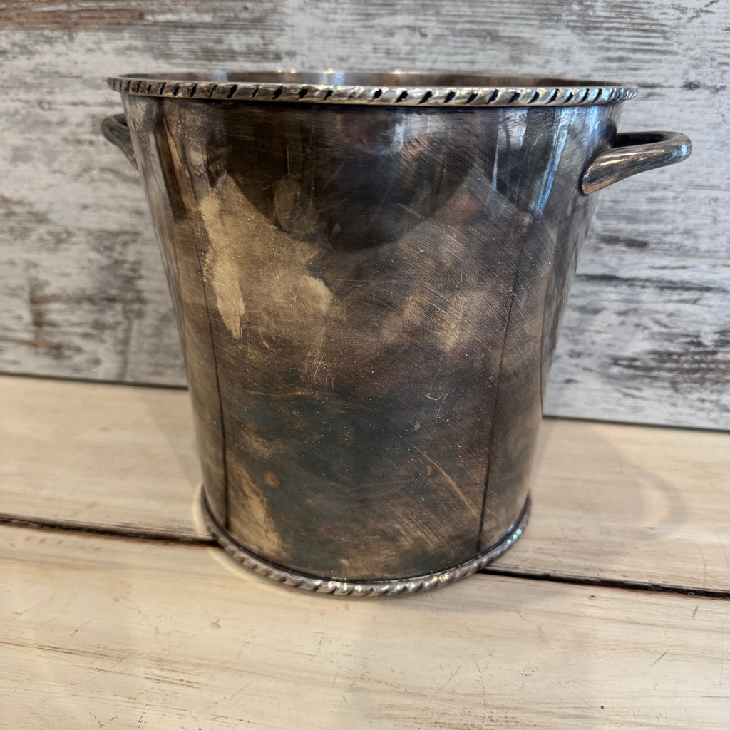 Silver-Tone Ice Bucket with Rope Rim